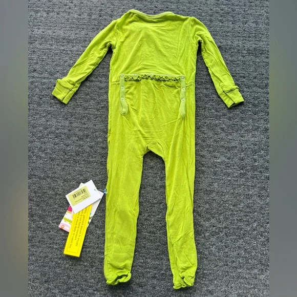 KicKee Pants Snap Bamboo Solid Muffin Coverall Romper with Ruffles - NWT - Picture 4 of 5